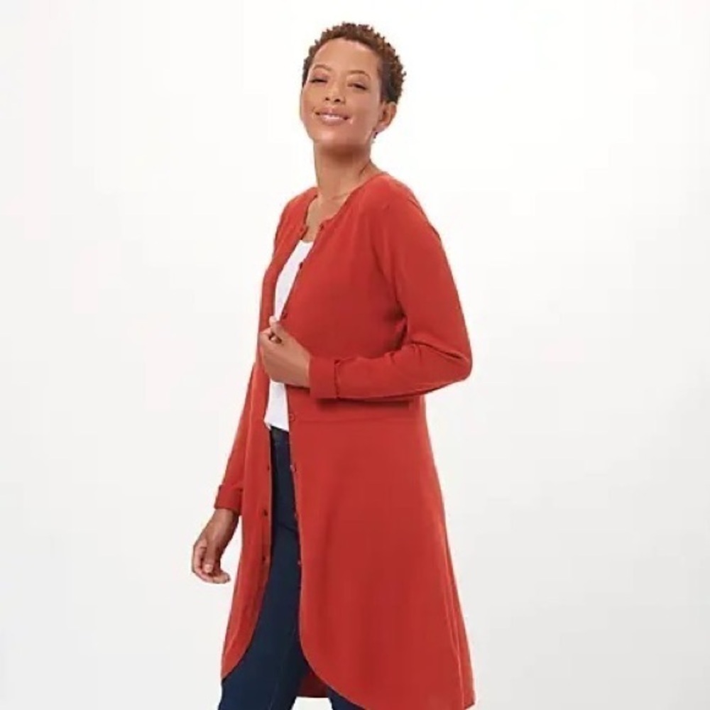 NWOT Isaac Mizrahi Live Long Line Cardigan Duster Size M - Picture 7 of 7